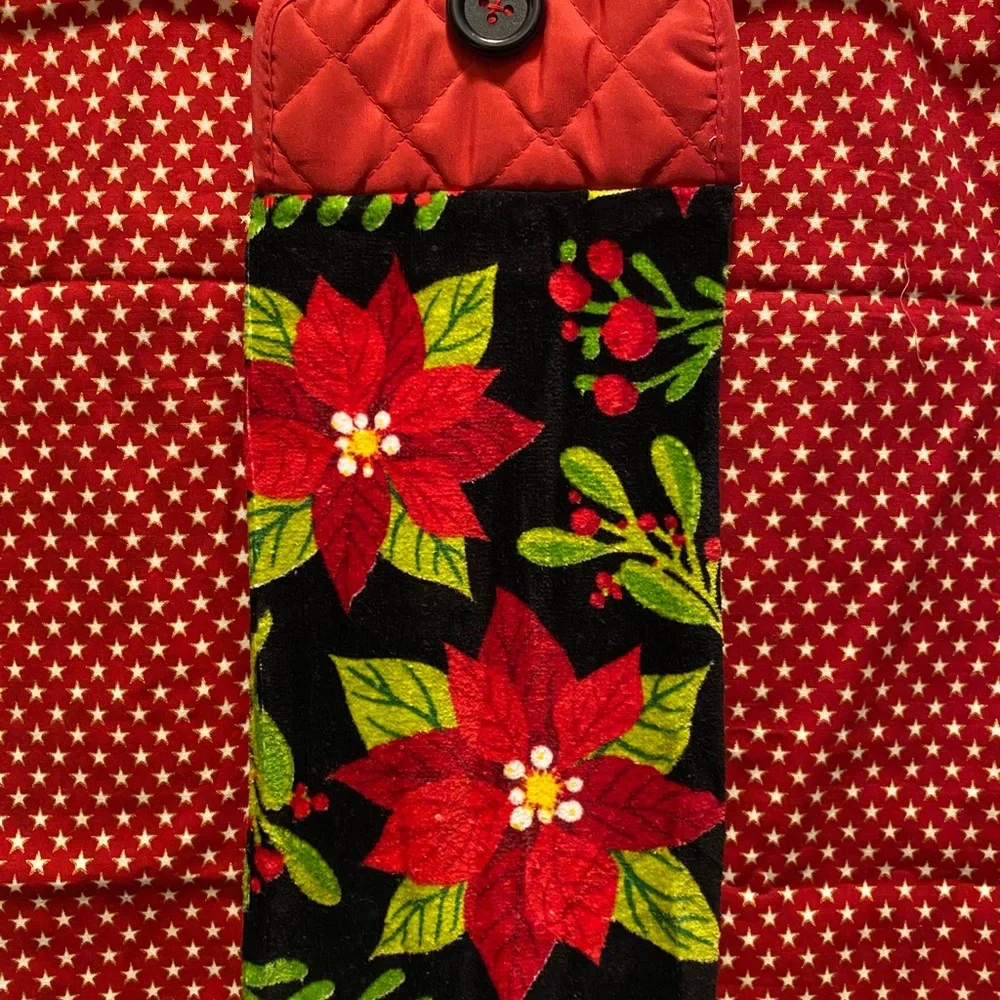 Hanging kitchen hand towel. Poinsettia flower